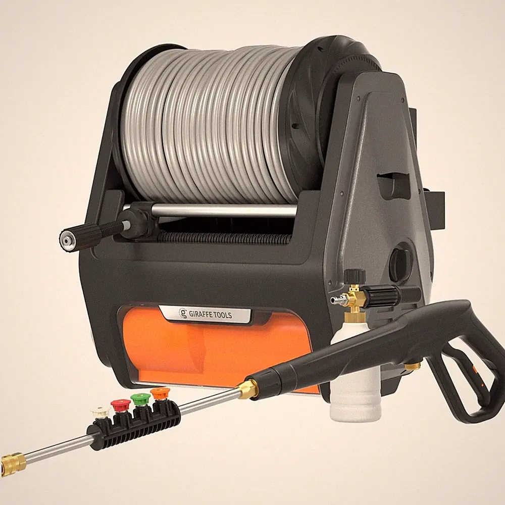 Giraffe Tools Max 3700PSI Electric Power Pressure Washer 100FT Hose Wall Mounted