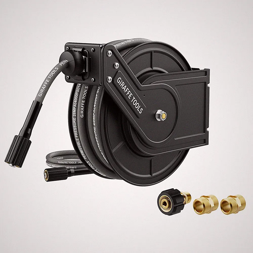 Giraffe Tools Pressure Washer Hose Reel with 60ft Replaceable Hose, Power Washer