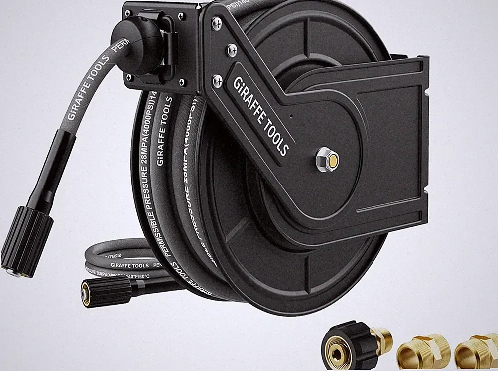Giraffe Tools Retractable Power Pressure Washers Hose Reel Wall Mounted 60/65FT