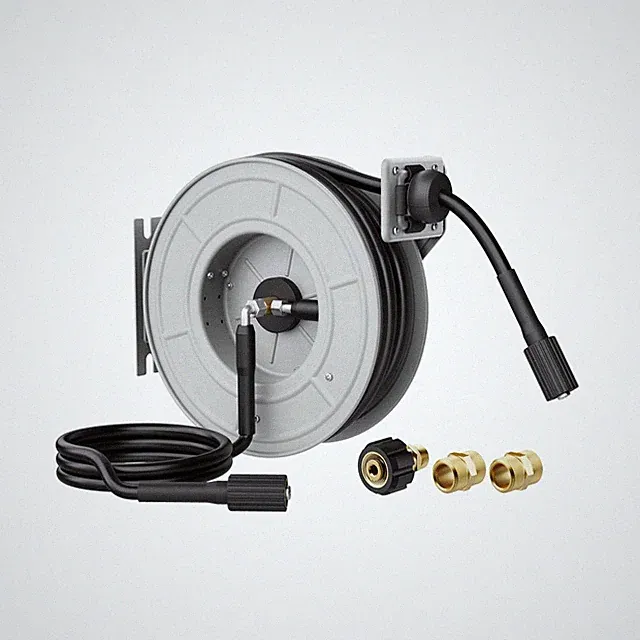 Giraffe Tools Retractable Pressure Washer Hose Reel, Wall-Mounted, 65ft Auto-...