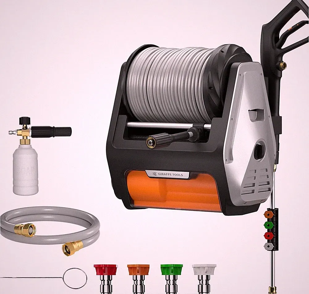Giraffe Tools Grandfalls Retractable Pressure Washer Pro Wall-Mount Max 3700 PSI