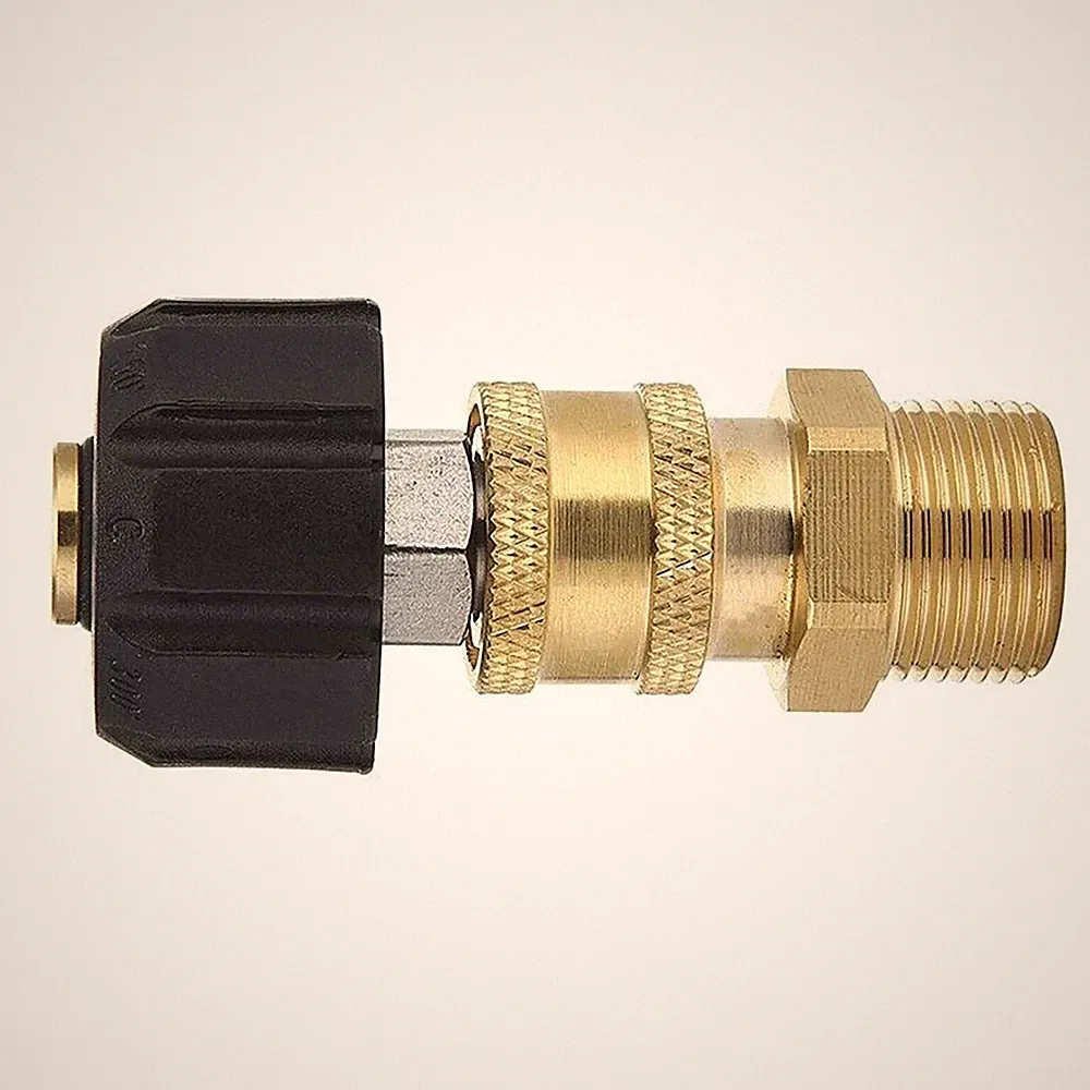 Glod+Black Pressure Washer Hose Connector Adapter Durable Replacement Parts