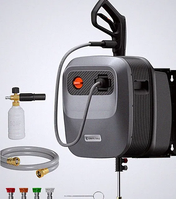 Grandfalls G20 Pro Pressure Washer 2500 PSI, Wall Mounted with 65FT Hose Reel