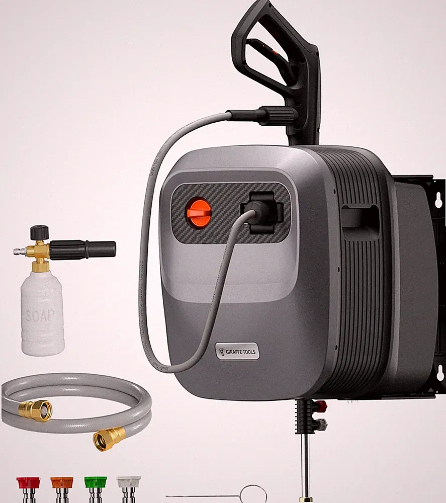 Grandfalls Retractable Pressure Washer G20, 2500 PSI 2.2 GPM, 180° Wall Mounted