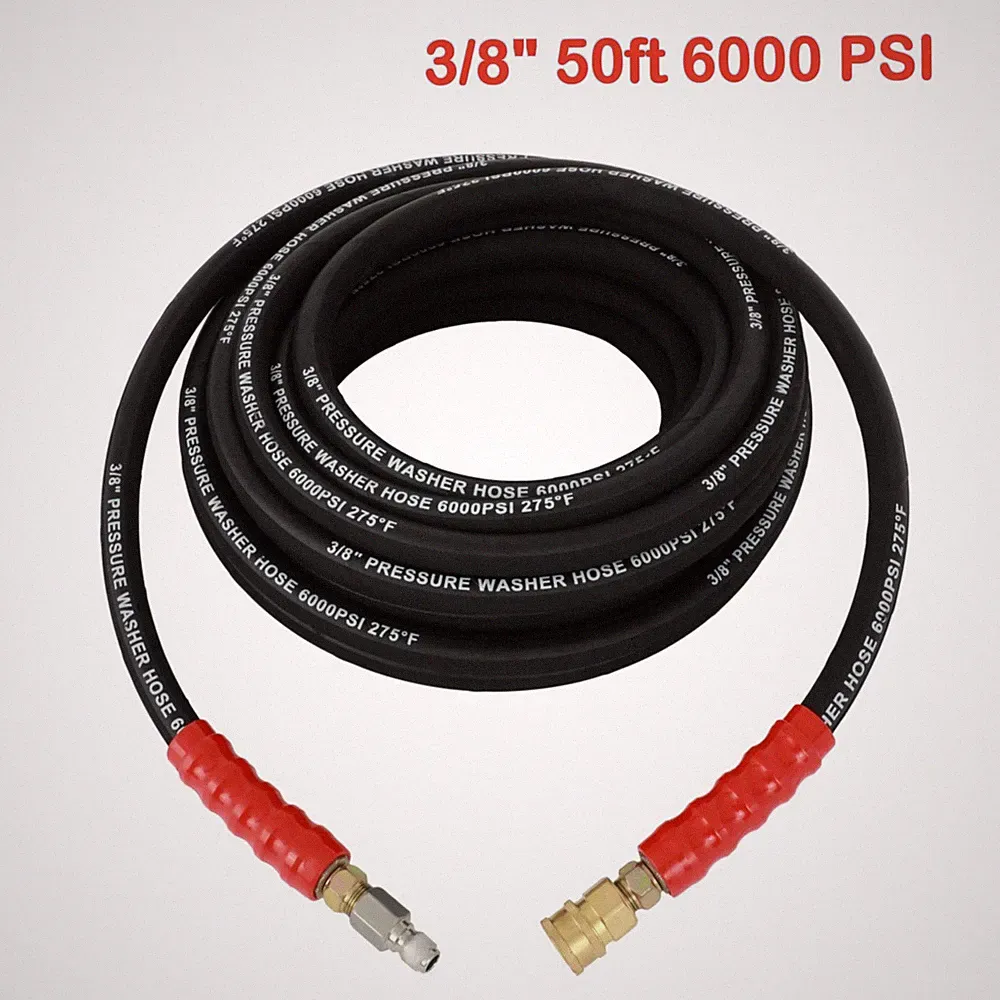 Gray & Black Non- Marking Pressure Washer Hose 3/8" x 50ft / 100ft 6000PSI 275F
