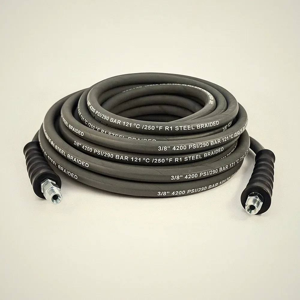 Gray Non-Marking Pressure Washer Hose, 100 ft. x 3/8", 4200 PSI 1-Wire, SWxSO