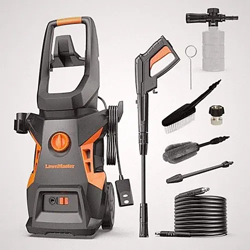 GRAY, ORANGE - LAWNMASTER ELECTRIC PRESSURE WASHER WITH DETERGENT BOTTLE