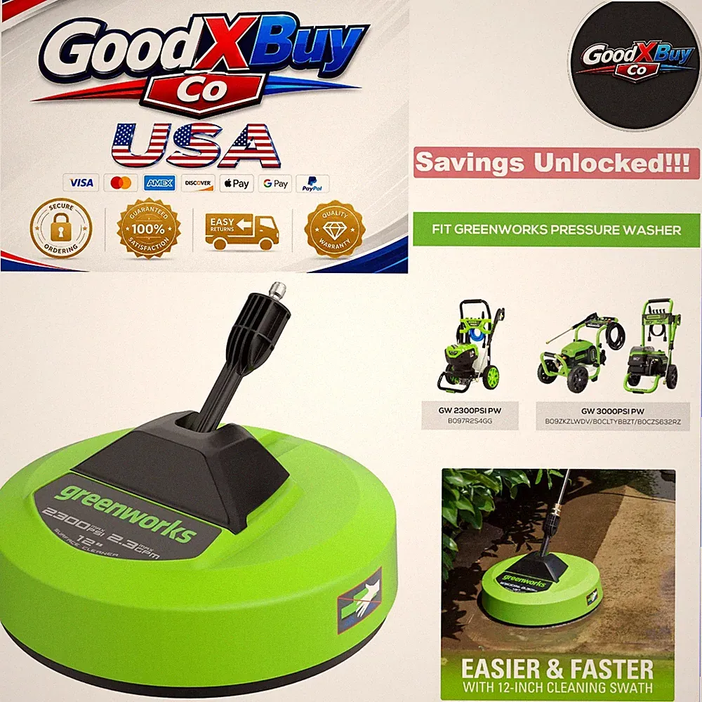 Green 12" Pressure Washer Surface Cleaner 2000 PSI 2.3 GPM