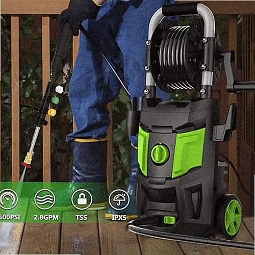 GREEN - DECOKTOOL ELECTRIC PRESSURE WASHER 4 DIFFERENT NOZZLES, SOAP CANNON FOR