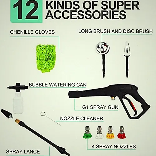 GREEN - ELEVON ELECTRIC HIGH PRESSURE WASHER WITH DETAILER'S PACKAGE, 2030 PSI