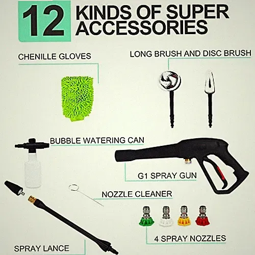 GREEN - ELEVON ELECTRIC HIGH PRESSURE WASHER WITH DETAILER'S PACKAGE, 2030 PSI