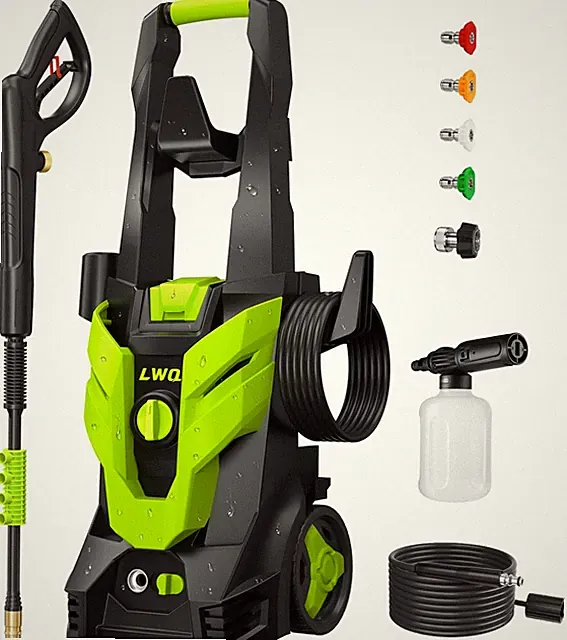 GREEN - LWQ PRESSURE WASHER POWER WASHER WITH 4 QUICK CONNECT NOZZLES 1 FOAM