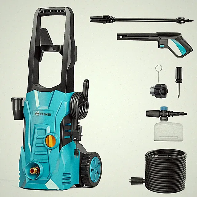 GREENER ELECTRIC PRESSURE WASHER 3800 PSI, 50FT HOSE, SOAP CANNON - BLUE
