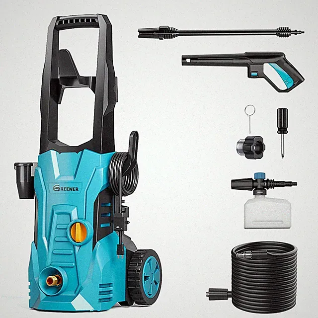 GREENER ELECTRIC PRESSURE WASHER 3800 PSI, 50FT HOSE, SOAP CANNON - BLUE