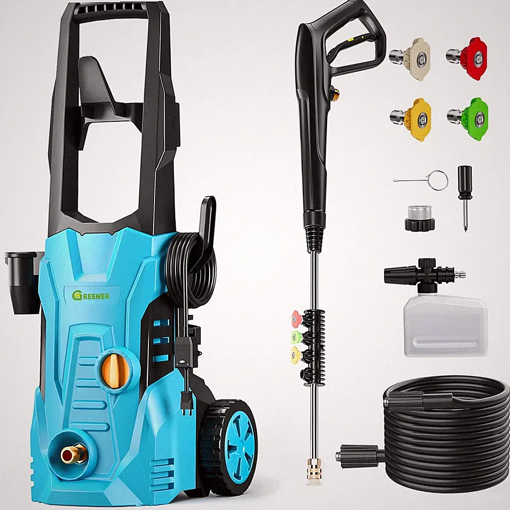 GREENER Electric Pressure Washer 4800 PSI, 4 Quick Nozzles, 3.0GPM - Blue
