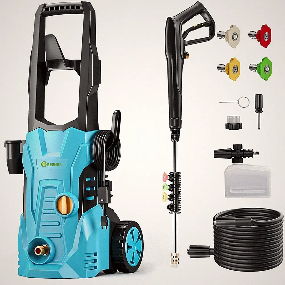 GREENER Electric Pressure Washer 4800 PSI, 4 Quick Nozzles, 3.0GPM - Blue