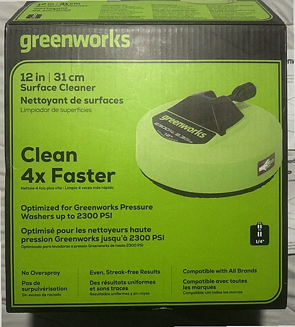 Greenworks 12" (in.) Surface Cleaner Pressure Cleaner, Green UPC 8935314100141