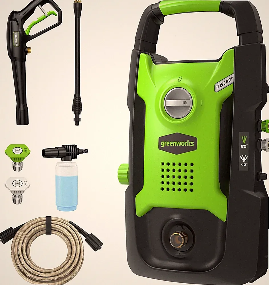 Greenworks 1600 PSI (1.2 GPM) Electric Pressure Washer (25°, 40°, Soap Applicato