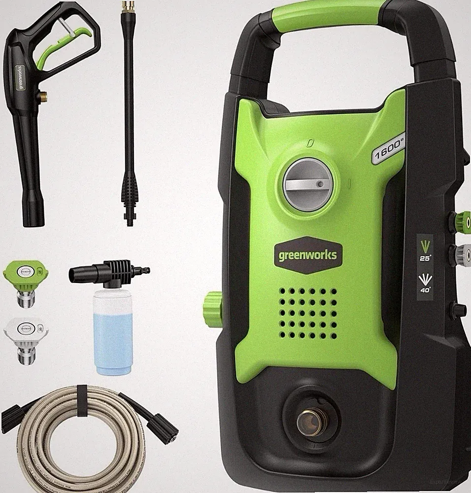 Greenworks 1600 PSI Corded Electric Pressure Washer w/ Nozzles & Hose