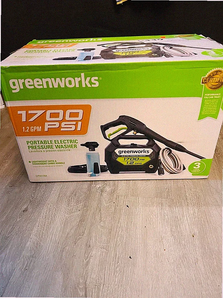 Greenworks 1700 PSI 1.2 GPM Portable Electric Pressure Washer GPW1704