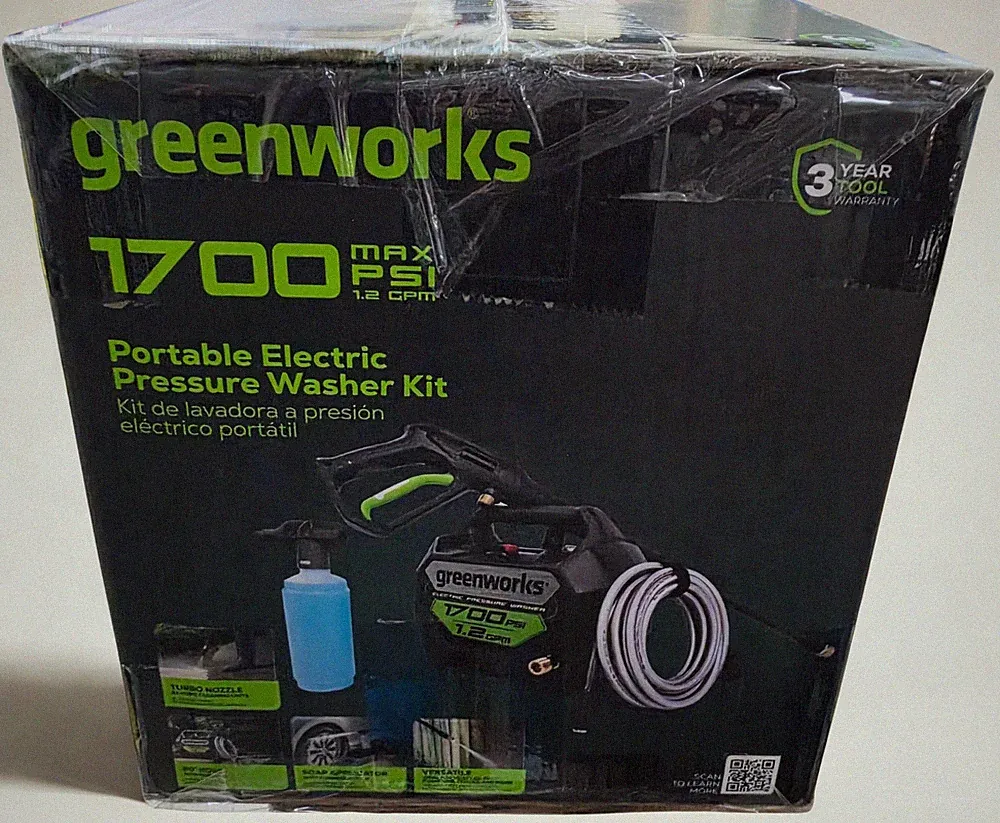Greenworks 1700 PSI 1.2 GPM Portable Electric Pressure Washer GPW1704