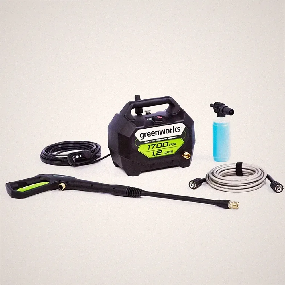 Greenworks 1700 Psi Hand-Carry Pressure Washer PW1603 20Ft Hose 35Ft Cord 2 Nozz