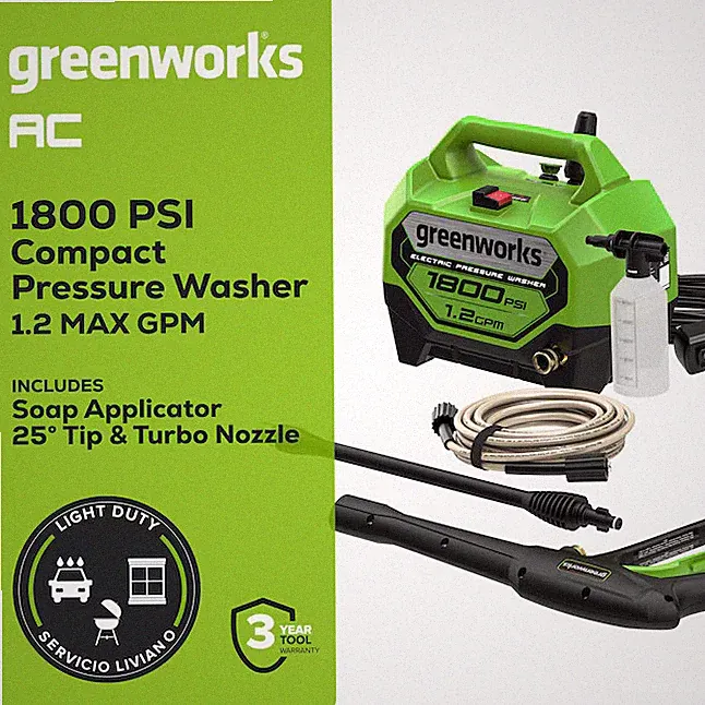 Greenworks 1800-PSI 1.2-GPM Cold Water Electric Pressure washer with 2 Spray Tip