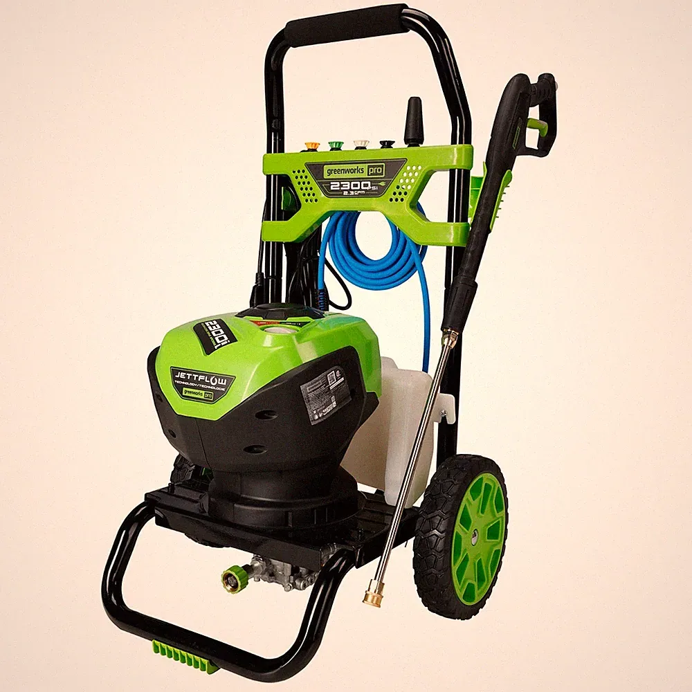 Greenworks 2300 PSI Electric Pressure Washer GPW2300, 35Ft Cord 25Ft Hose 5 Nozz