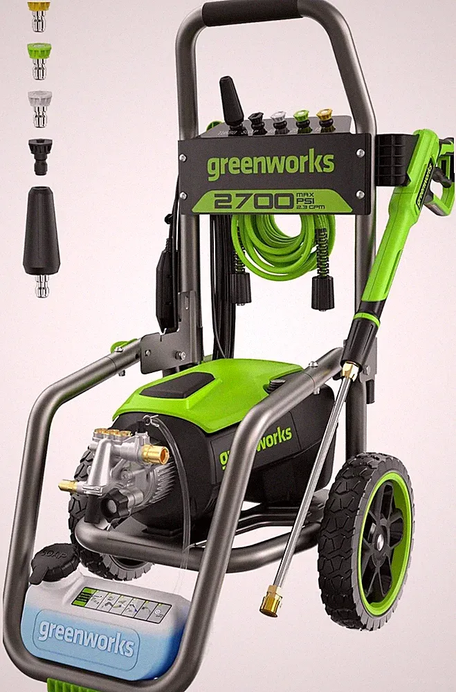 Greenworks 2700 PSI (2.3 GPM Max) Brushless Electric Pressure Washer (15°, 25°