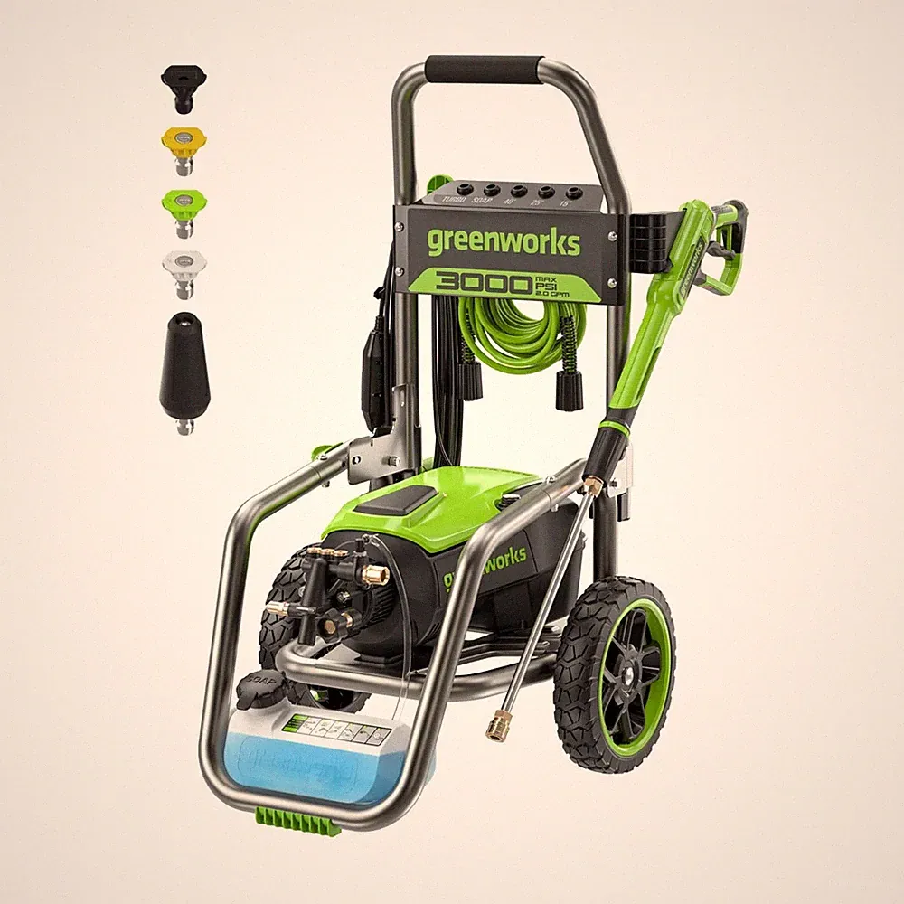Greenworks 3000 PSI Electric Pressure Washer 25Ft Hose 35Ft Cord w/5 Nozzles