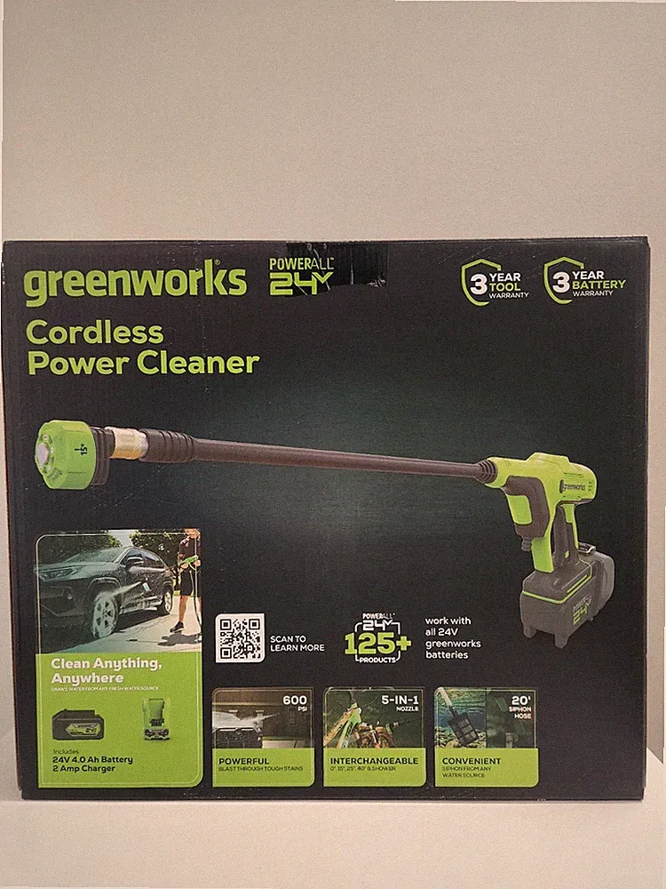 Greenworks 600 Psi 24V Battery Pressure Washer with 4Ah Battery - READY TO SHIP