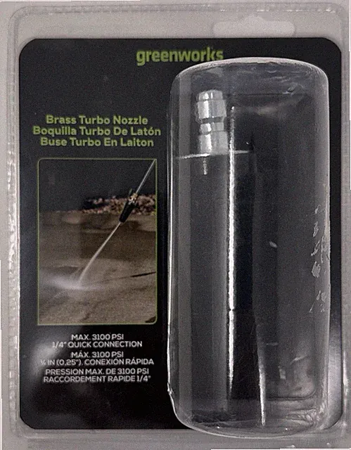 Greenworks Brass Turbo Nozzle Washer Spray Tip Max 3100 PSI 011525