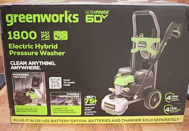 Greenworks Electric Hybrid Portable 1800 PSI Pressure Power Washer NEW