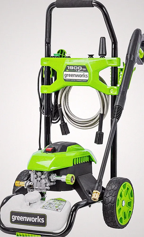Greenworks - Electric Pressure Washer up to 1900 PSI at 1.2 GPM - Green