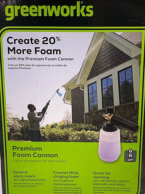 Greenworks Premium up to 3700 PSI 1/4" Foam Cannon - Quick connect system (QB)