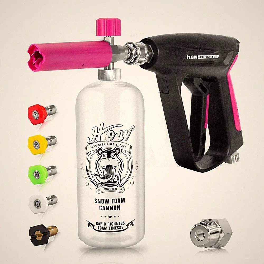 H.O.W DETAILING Short Pressure Washer Gun Kit with 1L Snow Foam Cannon, Foam...