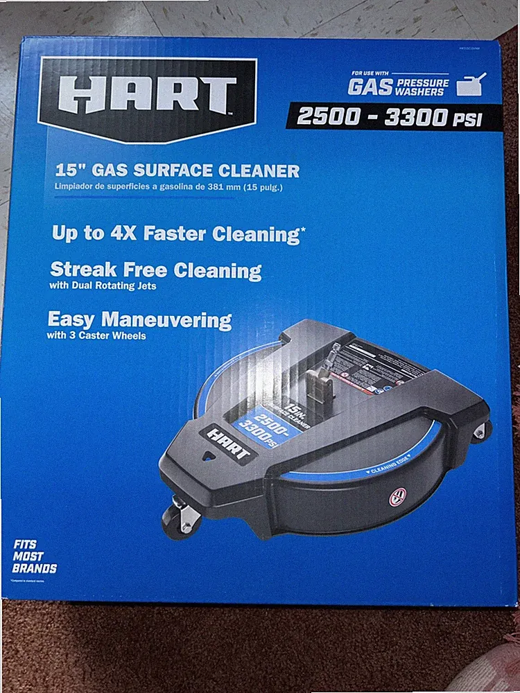 HART® 15” Gas Surface Cleaner 2500-3300 PSI Pressure Washer 1/4” Quick Connect