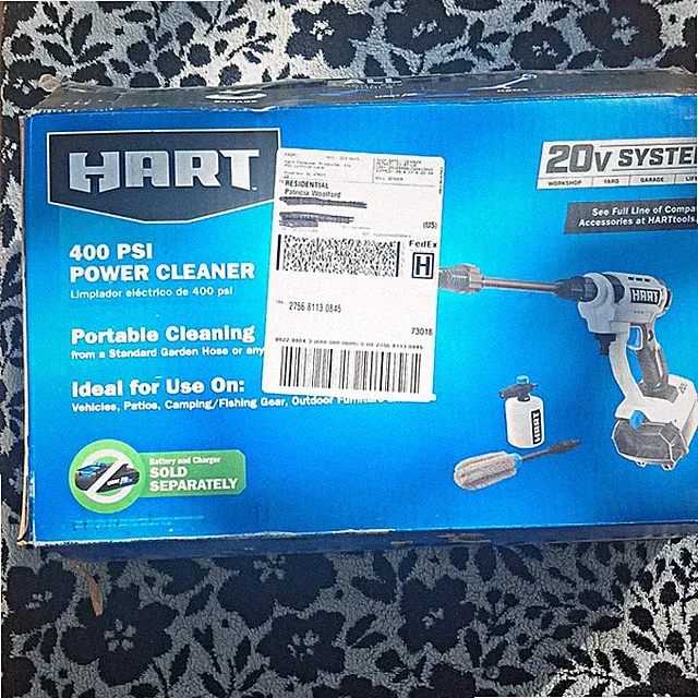 HART 20V 400 PSI Power Clean Portable Pressure Washer w/ Hose Soap Bottle [116]