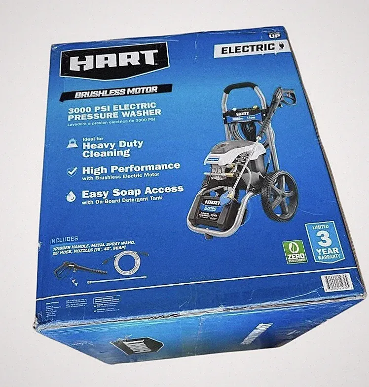 Hart 3000PSI 1.1 GPM Powerful Electric Pressure Washer Heavy Duty Brushless