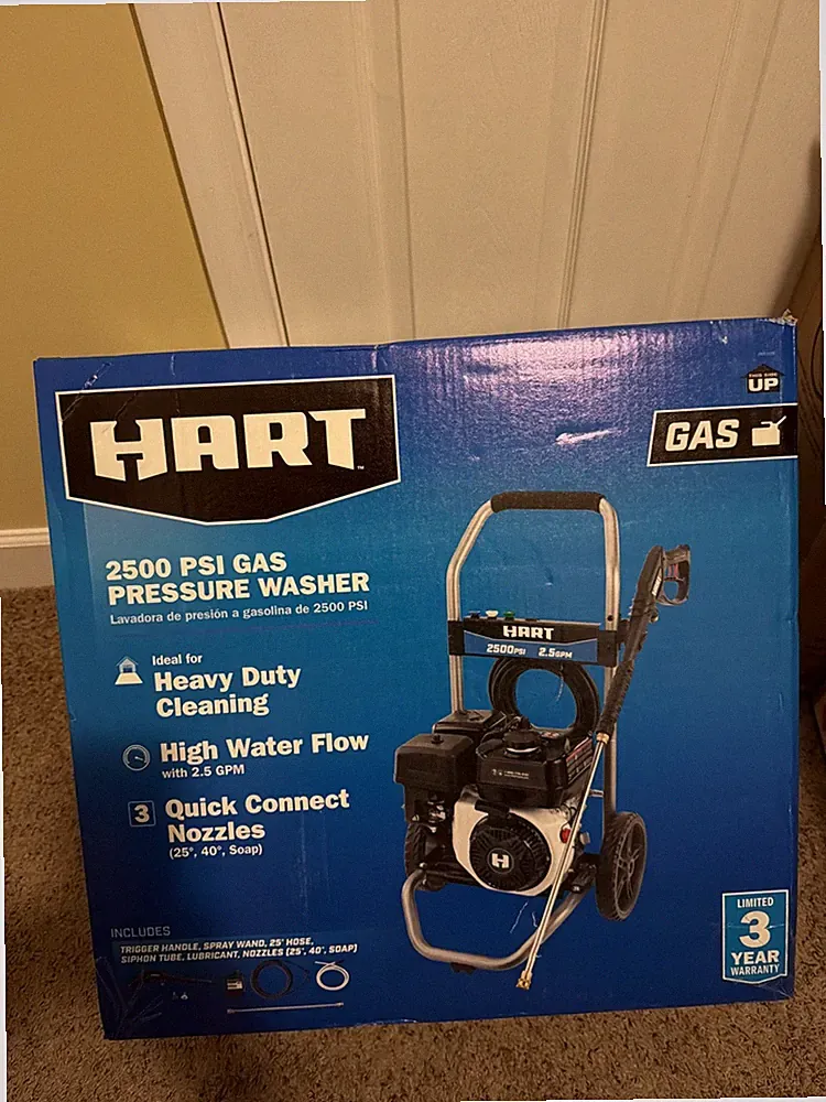 HART HW80525VNM 2500PSI 2.5 GPM 212cc Cold Water Gas Pressure Washer
