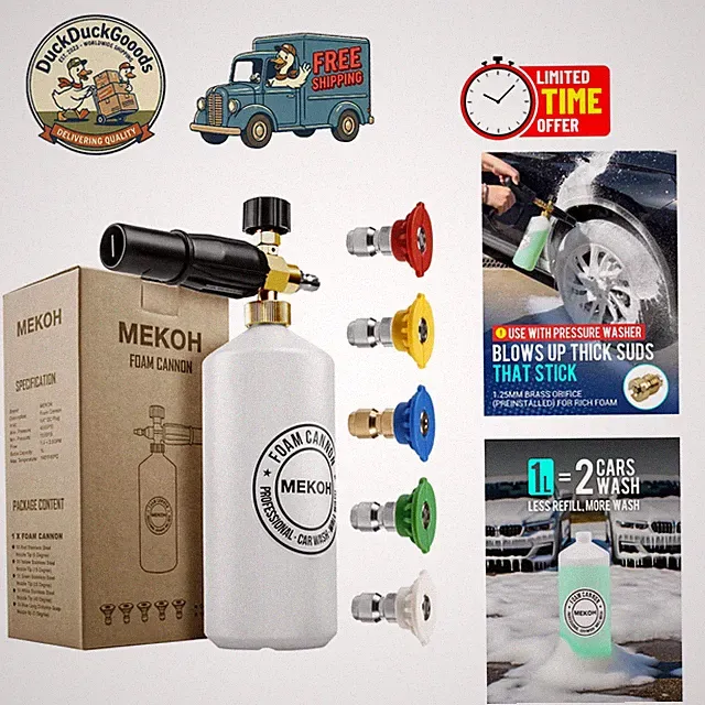 Heavy-Duty 1 Liter Foam Cannon for Ultimate Car Detailing - 5 Nozzles Included