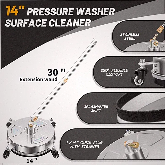Heavy-Duty 14" Surface Cleaner Attachment for Driveways