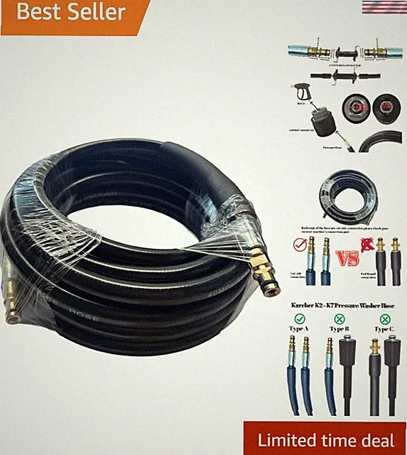 Heavy Duty 15M Pressure Washer Extension Hose - 5800 PSI, Multi-Surface Cleaner