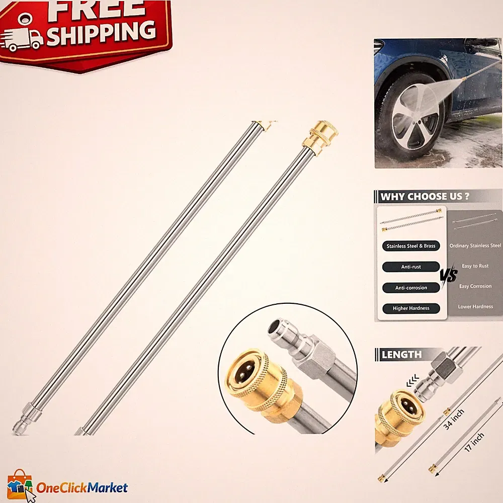 Heavy Duty 17 Inch Stainless Steel Pressure Washer Wands - 4000 PSI Performance