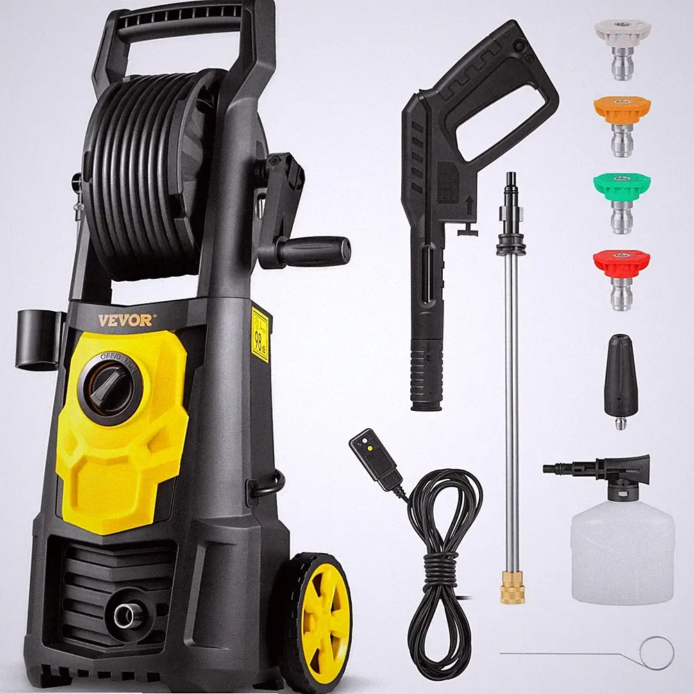 Heavy Duty 2000PSI Pressure Washer 1.65GPM Flow 30ft Hose 5 Nozzles Included