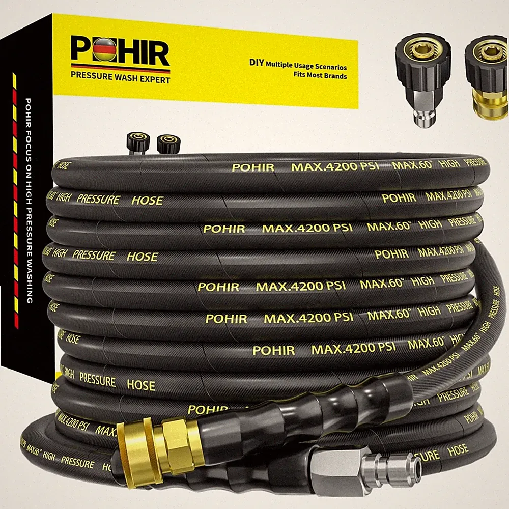 Heavy Duty 25FT Pressure Washer Hose 1/4" - 4200 PSI with Quick Connect Adaptors