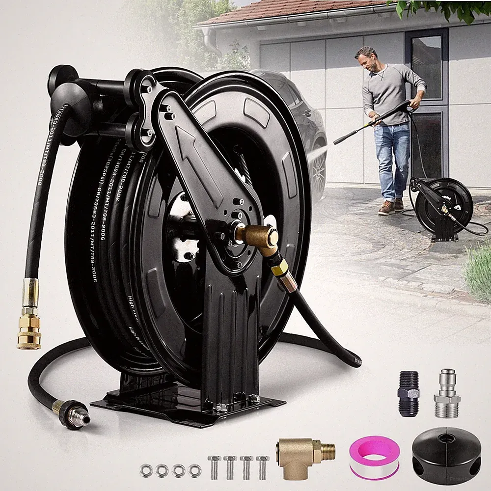 Heavy Duty 3/8" x 15M Hose Reel 4000 PSI for Power Washer Jet Wash