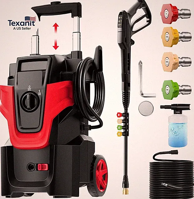 Heavy Duty 5000 MAXPSI Pres*Sure Washer, Power Cle*Aner, Red