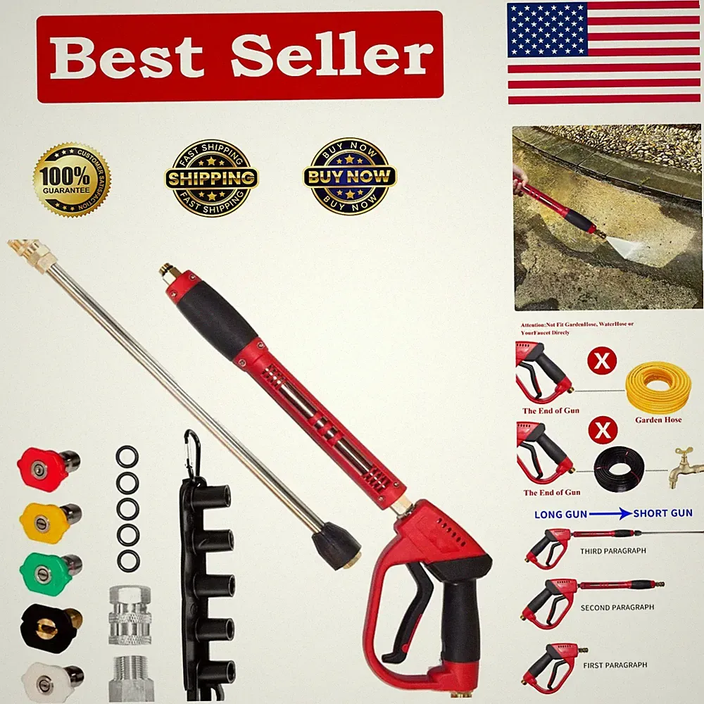 Heavy-Duty 5000 PSI Pressure Washer Gun with Wand & 5 Interchangeable Nozzles