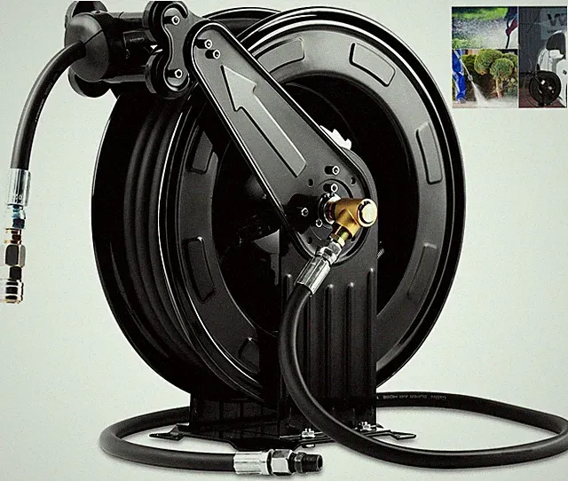 Heavy Duty 50FT Retractable Pressure Washer Hose Reel, 4000 PSI, Steel Design